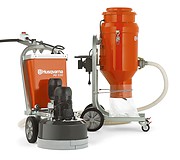Шлифовальная машина Husqvarna PG 530, подключенная к пылесосу