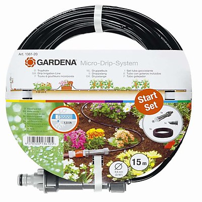Шланг сочащийся для наземной прокладки 4.6 мм (3/16") х 15 м c фитингами Gardena Шланг сочащийся для наземной прокладки 4.6 мм (3/16") х 15 м c фитингами Gardena